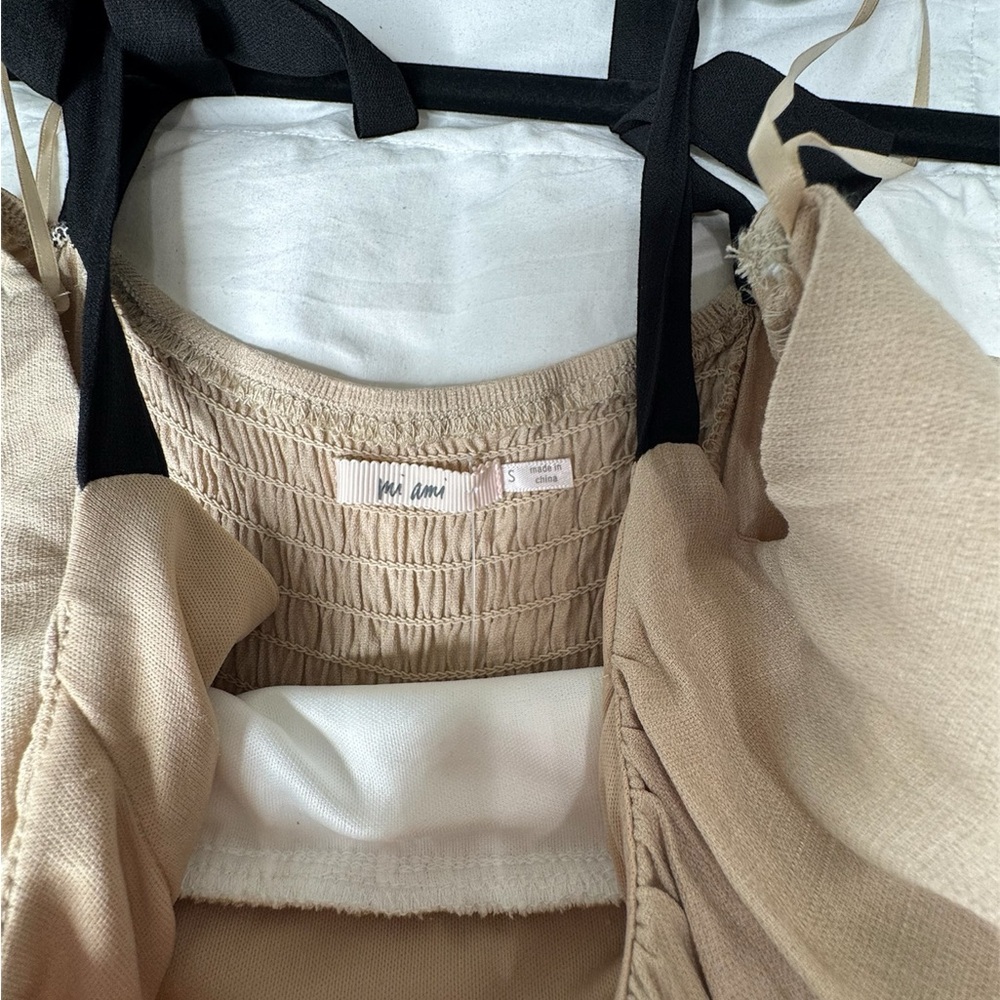 Francesca's Collections Tan, White, and Black Casual Dress - Picture 2 of 5